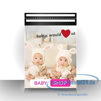 Retourenversandbeutel 34cm+7cm x 25cm, Bilddruck Coex